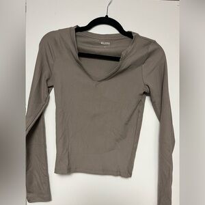 Hollister Taupe Ribbed Crew Neck Top